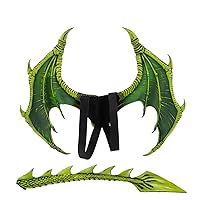 Green fantasy dragon of 1set Kids Halloween Saurio Dragon Dragon Wing of animals and tail accessories for Halloween party costume (green)