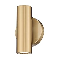 2-Light Wall Light, Brass Gold Wall Sconce, Indoor Up and Down Wall Lamp with Cover for Bedroom Bathroom Stair Entryway, Update WL4830-2W-BB-B