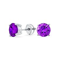 Round Solitaire Brilliant Cut AAA CZ Stud Earrings Screw back For Men Women Rose Gold Plated .925 Sterling Silver 5 6 7 8 9 MM