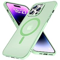 for iPhone 14 Pro Max Case Magnetic Compatible with MagSafe Slim Translucent Matte Phone Case Cover 6.7 inch, Matcha Green