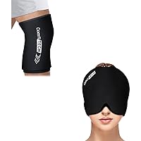 ComfiTECH Migraine Headache Relief Cap, Large Knee Ice Sleeve for Injuries Compression Sleeve