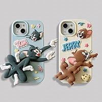3D Rotatable Legs Soft Silicone Case for Apple Tom and Jerry Cartoon Anime Classic Fun Funny Cute Lovely Vintage Cool Kids Girls Boys Unisex (Cat, for iPhone 11)