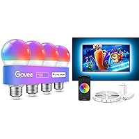 Govee Smart Light Bulbs 4 Pack Bundle TV LED Backlight 10ft