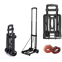 Minisize Folding Luggage Cart with 2 Wheels Lightweight Plastic Luggage Trolley Office Hand Truck for Shopping Travel Camping and School Use Trolley,L12.6 x W9 inch.Maximum Load 66Lbs