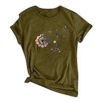 Shirts for Women 2024 Summer Tops Sunflower T Shirts Graphic Tees Crew Neck Short Sleeve Basic Blouse Casual Top