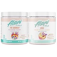 Rainbow Candy Pre Workout and BCAA Sour Peach Rings Post Workout Powder Bundle | L-Theanine, Beta-Alanine, Citrulline | Branch Chain Essential Amino Acids | 30 Servings per Container