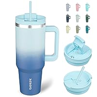 BJPKPK Tumbler With Handle 40 oz Stainless Steel Insulated Tumbler With Lid And Straw For Water Or Ice Coffee,Sky