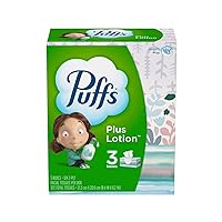 Puffs Plus Lotion Facial Tissue, 3 Family Boxes, 124 Tissues Per Box