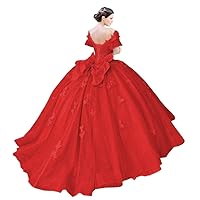 Off Shoulder Lace Quinceanera Dresses with Butterfly Appliques Beaded Ball Gown Sparkly Tulle Sweet 16 Dresses