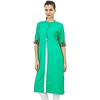 Bimba Casual Rayon Tunic Kurti for Women's 3/4th Sleeve Indian Party Wear Ethnic Kurti Green