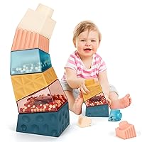 SUPFEEL Toddler Montessori Toys for 2 Year Old Boys Girls Gift Baby Sensory Stacking Building Blocks Learning Educational Irregular Square Autism Toys for 18 Plus Months Age 2 3 4 Year Old Kids