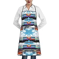 Kitchen Cooking Aprons for Women Men Month Plant Night Waterproof Bib Apron with Pockets Adjustable Chef Apron