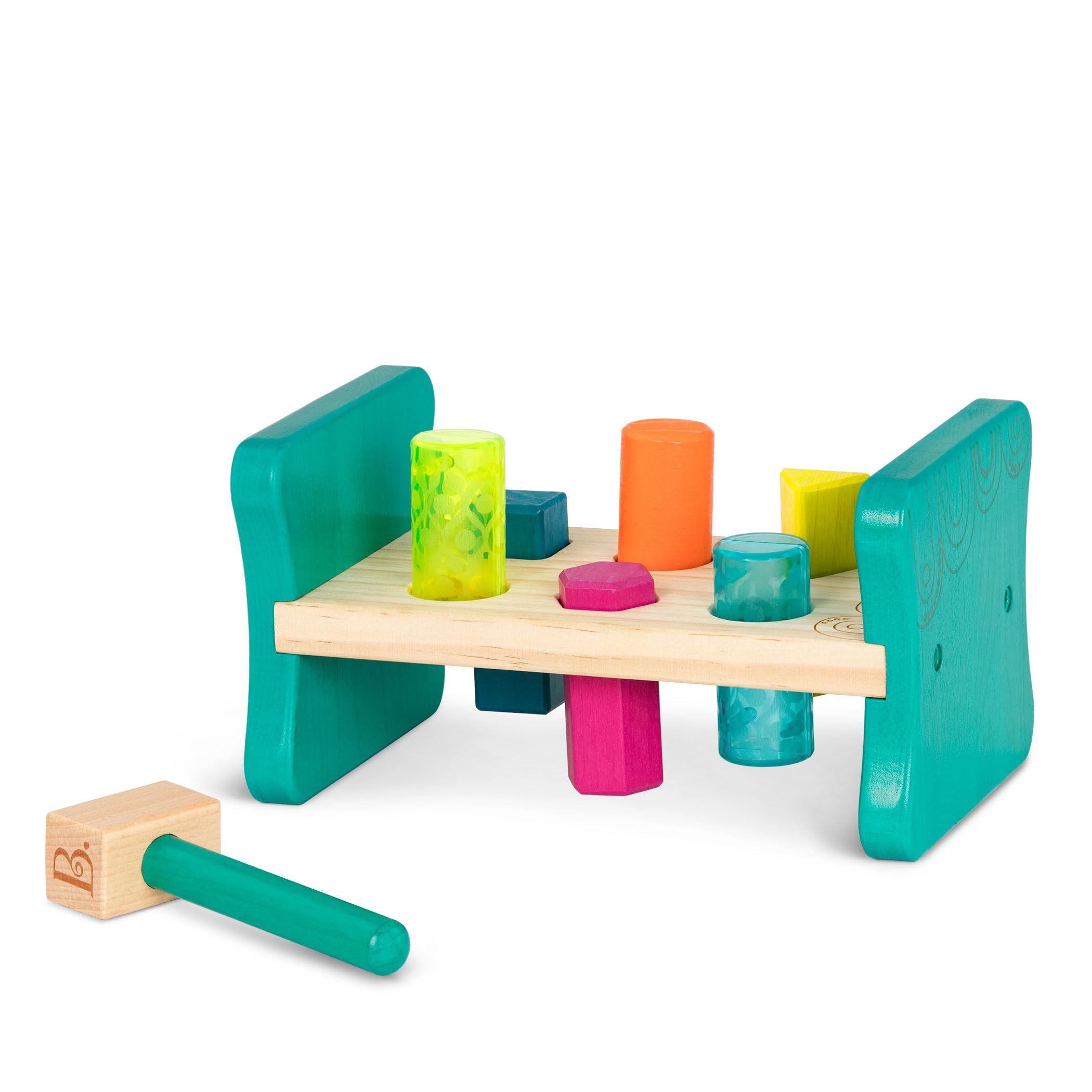 B. toys – Wooden Shape Sorter – Pounding Bench For Shape Sorting – 6 Pegs & Toy Hammer – Classic Toys For Toddlers, Kids – 2 Years + – Colorful Pound & Play