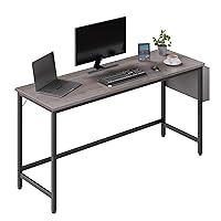 Shintenchi 63 inch Computer Desk with Storage Bag, Study Workstation Modern Simple Design for Home Office, Student Writing Desk, Office Working Desk, Gray
