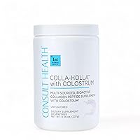 Consult Health Colla-Holla with Colostrum - Unflavored - Multi Sourced, Bioactive Collagen Peptide Hydrolyzed Powder - for Skin, Hair and Nails - 8.36 oz