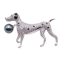 Luxurious Pearl Brooch Series 9mm Peacock Green Tahitian Pearl Spotty Dog Brooch and Pins Pendant