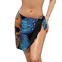 Skull Butterfly Women's Short Sarongs Beach Wrap Bikini Cover Up S