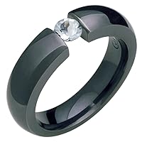 Classic Titanium and Diamonds Ring 6mm Wide Comfort Fit Engagement Band For Him N Her