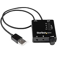 StarTech.com USB Sound Card w/ SPDIF Digital Audio & Stereo Mic – External Sound Card for Laptop or PC – SPDIF Output (ICUSBAUDIO2D),Black 0.6