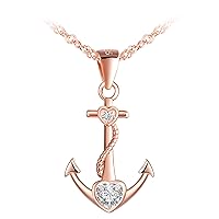 MicLee Necklaces for womens and girls, 925 sterling silver necklace, Classic anchor necklace pendant, Inlaid zircon, symbol of courage, protection and strength, Creatives necklaces