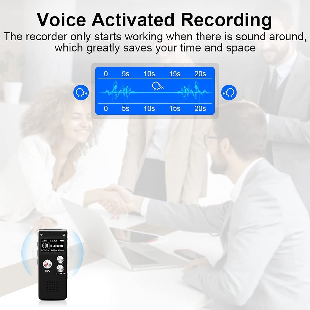 ZCMMF 8GB Digital Voice Activated Recorder - Voice Recorder with Playback - Portable Tape Recorder Audio Recording Device with Noise Reduction Audio Recorder for Lectures Meetings