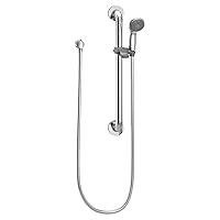 Moen 52124GBM25 Commercial M-Dura Slide Bar/Grab Bar with Hand Shower, 1-1/4-Inch x 24-Inch, 2.5-gpm, Chrome/Stainless