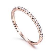 14K Rose Gold Diamond Wedding Ring,Half Eternity,Stackable Ring,Micro Pave Diamond,Thin Matching Band