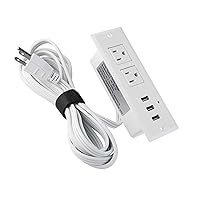 Furniture Recessed Power Strip, Recessed Desk Outlet with 3.1A Max USB, in Conference Desk Recessed Power Outlets Socket, Desktop Power Grommet with 6.56ft Power Cord