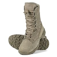 Men Military Combat High Boots, Brown Desert Tactical Boots, Side Zipper Outdoor Hiking Training Shoes