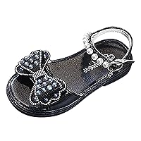Closed Toe Sandals for Girls Girls Summer Princess Shiny Pearl Bow Knot Shoes For Kids Children Girls Sandals with Heels
