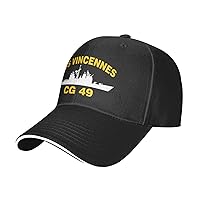 USS Vincennes CG 49 Unisex Baseball Cap Adjustable Snapback Hats Dad Hat Trucker Hat Sandwich Cap Black