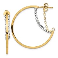 14k Gold Polished Crystals By Hoop With Chain Earrings Measures 32.5x33mm Wide 1.5mm Thick Jewelry for Women