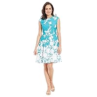 London Times Women's Perfect Versatile Scuba Crepe Fit & Flare Dress Event Guest of Occasion Office Career