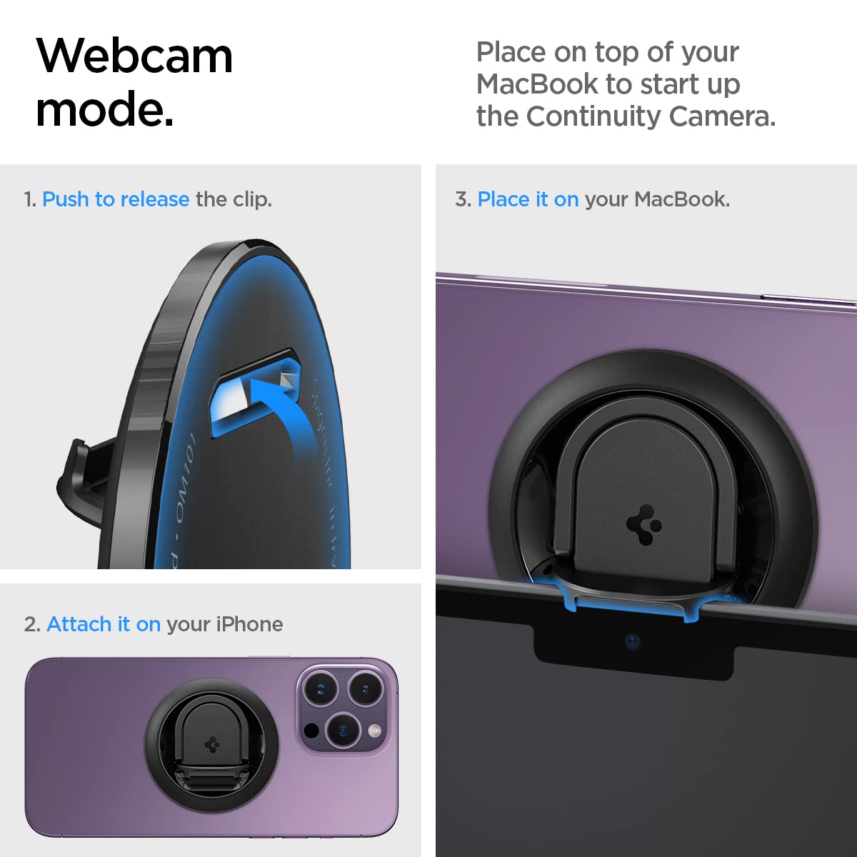 Spigen O-Mag Ring iPhone Magsafe Camera Webcam Mount for MacBook, Magnetic Phone Holder Grip Designed for MagSafe (MacBook Pro, Air, iPhone 14 Pro Max, 14 Pro, 14 Plus, 14, 13 and 12 Series) - Black