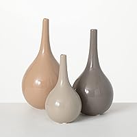 Ceramic Vase Set of 3, Modern Farmhouse Home Décor Accents; Living Room Décor, Elegant Vases for Room Décor, Entryway, Bookshelf, Mantel, Centerpieces, Shelf Décor- Multicolored (CM3002)