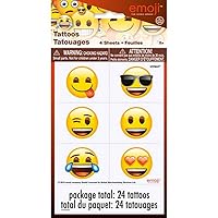 Emoji Party Temporary Tattoos - Assorted Designs, 24 Pcs
