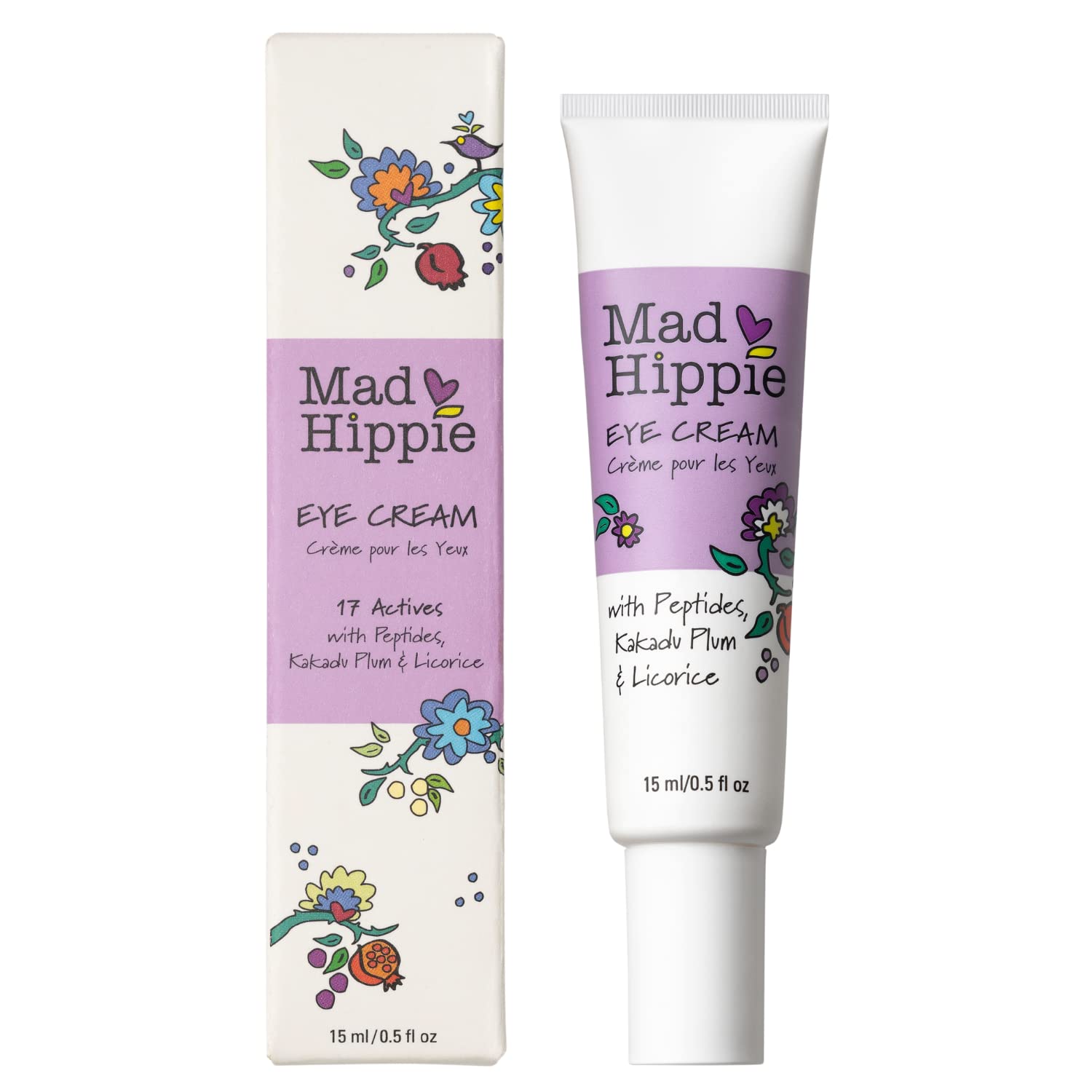 Mad Hippie Eye Cream - Anti-Aging Under Eye Cream for Dark Circles and Puffiness with Niacinamide, with Skin-Brightening Vitamin C, 0.5 Oz