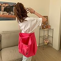 N/A Summer Large Capacity Tote Bag Women Candy Color Canvas Shoulder Bag Travel Handbag Shopping Bag