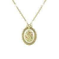 1928 Jewelry Women's Gold Tone Large Oval Flower Decal Faux Pearl Pendant Necklace 30 Inches