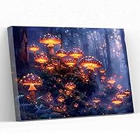 QULEPU Woodland Fantasy Mushrooms,Moss Mushroom Wall Print,Flower Vintage Poster,big canvas wall art for bedroom,8