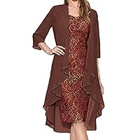 Womens Floral Lace Midi Dresses with Jacket 2 Piece Set Sleeveless Summer Cocktail Wedding Guest Dress