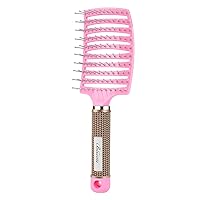 Hair Brush, Curved Vented Brush Faster Blow Drying, Professional Curved Vent Styling Hair Brushes for Women, Men, Paddle Detangling Brush for Wet Dry Curly Thick Straight Hair(Pink)