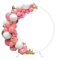 6.6ft Round Backdrop Stand, Stable Circle Balloon Arch Frame, Metal Circle Arch Stand for Wedding Birthday Party Baby Shower Decoration(White)