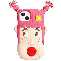 for iPhone 13 Pro Case Cute, Silicone Camera Lens Protector Cover 3D Retro Kawaii Protective Phone Cases for iPhone 13 Pro (Girl with Hair Braid)