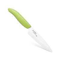 Kyocera Advanced Ceramic Revolution Series 4.5-inch Utility Knife, Green Handle, White Blade