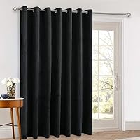 StangH Black Blackout Velvet Curtains - Portable Room Divider Curtains High Ceiling to Floor Thermal Insulated Privacy Curtains for Sliding Door/Apartment/Rental Space, 100 x 108, 1 Panel