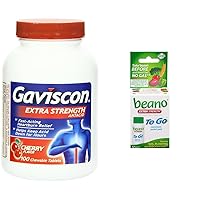 Gaviscon Extra Strength 100 Count Cherry Chewable Tablets and beano to Go 12 Count Gas Relief Tablets