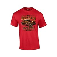 Hot Rod Classic Cars T-Shirt The Outlaw Garage Genuine Stolen Parts Vintage Vehicles Tee Mechanic Car Enthusiast Racing -red-XL
