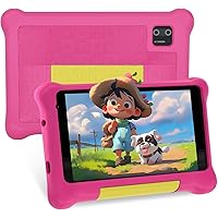 Kids Tablet 7 inch, Android 12 Tablet for Kids,IPS HD Display,Dual Camera,Kidoz Preinstalled,Parental Control Tablets (Pink)