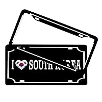 Aluminum Tag Frame I Love South Korea Funny Car Front License Plate with Screws Latin America Hispanic Country European Asia Africa Flags Aluminum Metal License Plate Holder for Boy Girl Rust-Proof